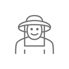 Beekeeper in protective clothing line icon. Isolated on white background