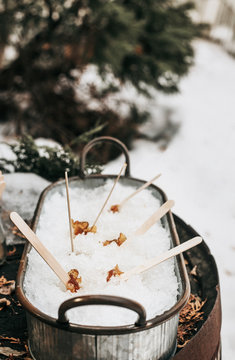 Maple toffee on snow