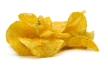 kartoffelchips chips chip isoliert freigestellt auf weißen Hintergrund, Freisteller