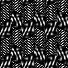 PrinVector seamless texture. Modern geometric background. Monochrome repeating pattern with curved wavy lines of dots.t