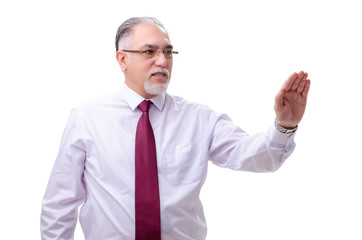 Aged businessman employee isolated on white