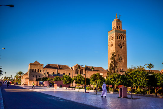 Panoramic View of Koutoubia Mosque, Marrakech City, Morocco