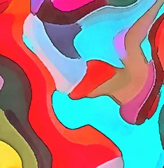 Outdoor-Kissen Abstract acrylic background. Watercolor texture. Psychedelic crazy art. Unusual design pattern. Warm and very bright colors. Swirl chaotic lines. Little marble effect. © Dina