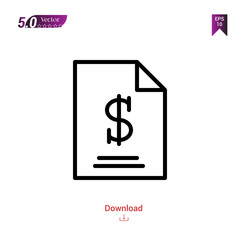 Outline bill icon. bill icon vector isolated on white background.marketing . Graphic design, mobile application,professions icons 2019 year, user interface. Editable stroke. EPS10 format