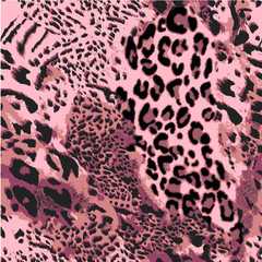 Living coral the color of 2019 on jaguar skin print. Animal skin pattern. Trend color and print. Vector leopard print