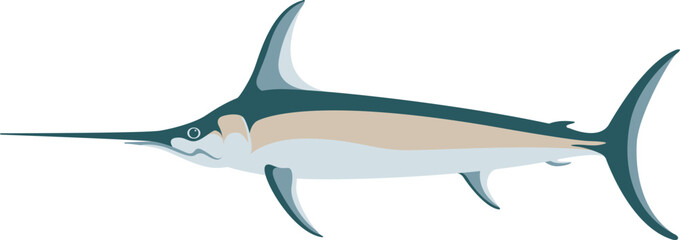 atlantic swordfish,vector illustration ,flat style