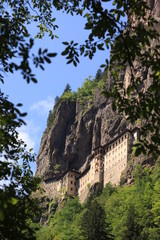 Fototapeta premium Sumela Monastery behind the tree Place: Trabzon, Turkey