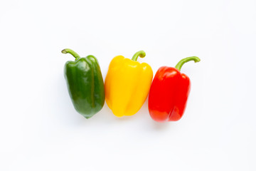 Green, yellow and red fresh bell pepper