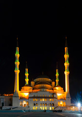 Fototapeta na wymiar Kocatepe Mosque in the night, Ankara, Turkey