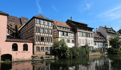 Fototapeta na wymiar Strasbourg - France- scenic old town houses by the river