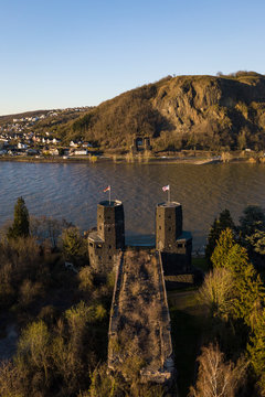 The former "Ludendorff" bridge in Remagen am Rhein from above / Rhineland Palatinate, Germany