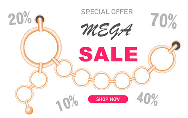 Mega sale background. Vector chain on white background