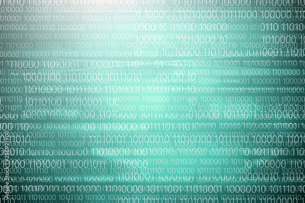 Poster abstract binary code on blue screen
