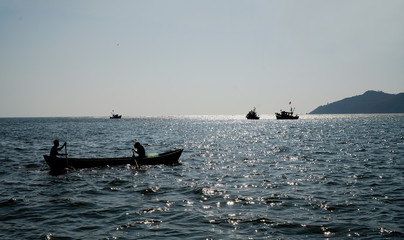 fishing boats and ships  in  South India