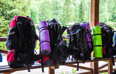 a tourists backpacks