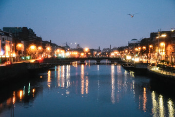 Fototapeta premium The River Liffey in Dublin, Ireland at Dawn