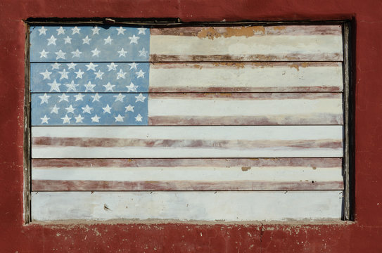 Distressed Wooden USA Flag