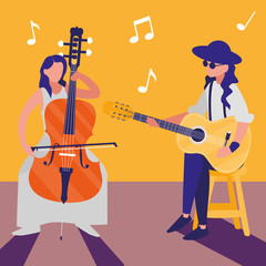 Fototapeta premium couple of musicians characters