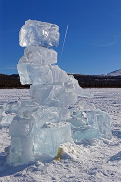 Ice  cubes on frozen Fish Lake, Yukon