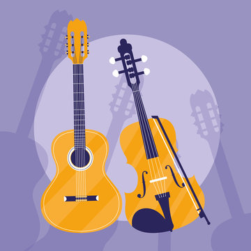 guitar and fiddle instruments musical