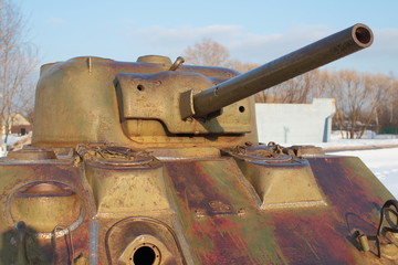 Old Tank on the snow, participated in the 2nd world war.