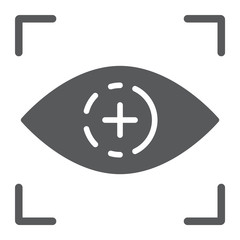 Eye scan glyph icon, access and identification, retina scan sign, vector graphics, a solid pattern on a white background.