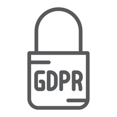 Gdpr lock line icon, access and secure, padlock sign, vector graphics, a linear pattern on a white background.