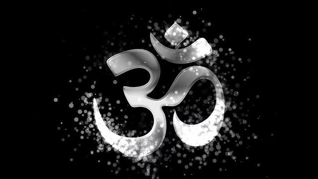 Silver Aum (Om), hinduism religious symbol on transparent background.