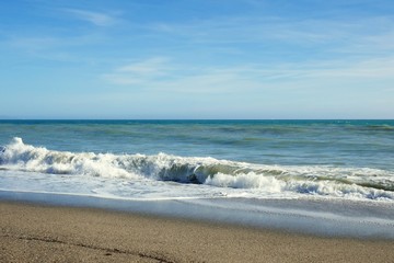Fototapeta na wymiar Strand bei Roquetas de Mar in Andalusien, Spanien
