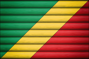 Flag of Congo, background of wood.