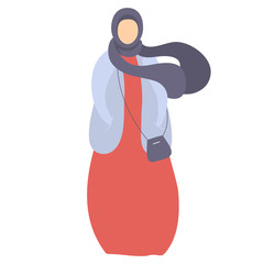 Sketch of a woman in long clothes and a head covered.  Muslim woman faceless
