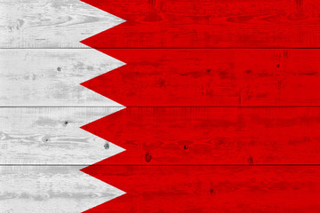 Bahrain flag painted on old wood plank