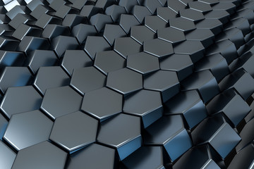 Obraz premium 3d rendering, black hexagon cube, Computer digital drawing