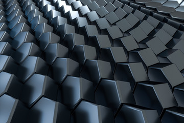 3d rendering, black hexagon cube, Computer digital drawing
