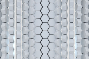 3d rendering, white hexagon cubes, Computer digital drawing