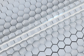 Fototapeta premium 3d rendering, white hexagon cubes, Computer digital drawing