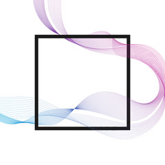 Wave of many colored lines over square frame. Creative line art. Design elements created using the Blend Tool. 