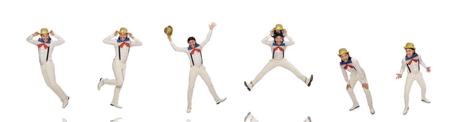 Man in funny concept isolated on white