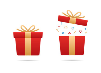 Red gift box set. Vector flat icon illustration for birthday, christmas, promotions, contests, marketing, giveaways, enter to win marketing strategies - Vector