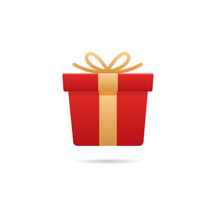 Red gift box. Vector flat icon illustration for birthday, christmas, promotions, contests, marketing, giveaways, enter to win marketing strategies - Vector