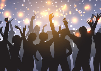 Obraz na płótnie Canvas Party crowd on bokeh lights background