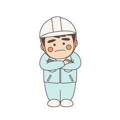 男性キャラクターヘルメット困った