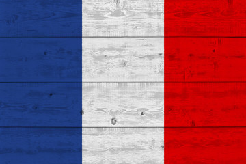 France flag painted on old wood plank