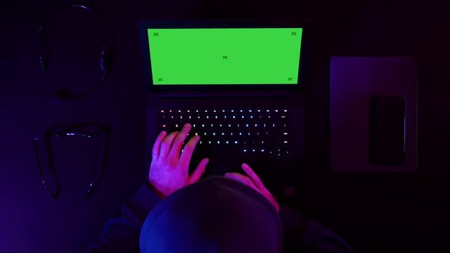Player in the game Gamer streaming. Green Screen Mock-up Display.