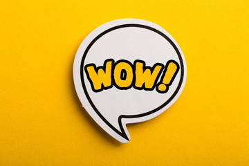 WOW Speech Bubble Isolated On Yellow Background
