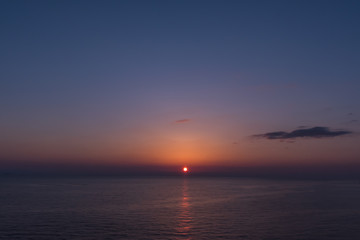 Sunset and magic hour over sea. Aichi, Japan
