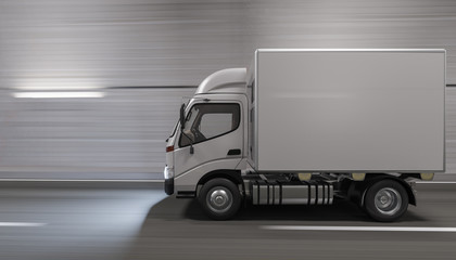 White Cargo Truck Inside a Tunnel 3D Rendering