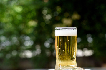 Close up a glass of beer