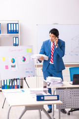 Male sales analyst in front of the whiteboard