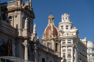 Fototapeta na wymiar VALENCIA, SPAIN - FEBRUARY 27 : Valencia City Hall building in Valencia Spain on February 27, 2019